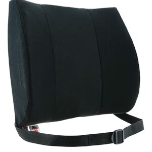 Ergonomic Black Lumbar Support Pillow with Adjustable Strap